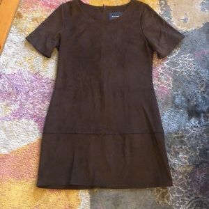 Brown faux suede shift dress